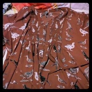 Melissa McCarthy bird blouse long sleeve